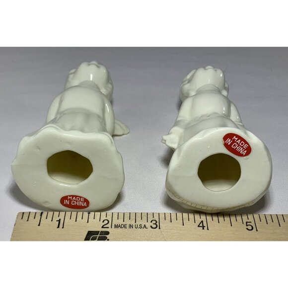 Vintage Kissing Angel Figurines Set Of 2 Porcelain Detailed Wings Graceful 4" - Picture 9 of 9